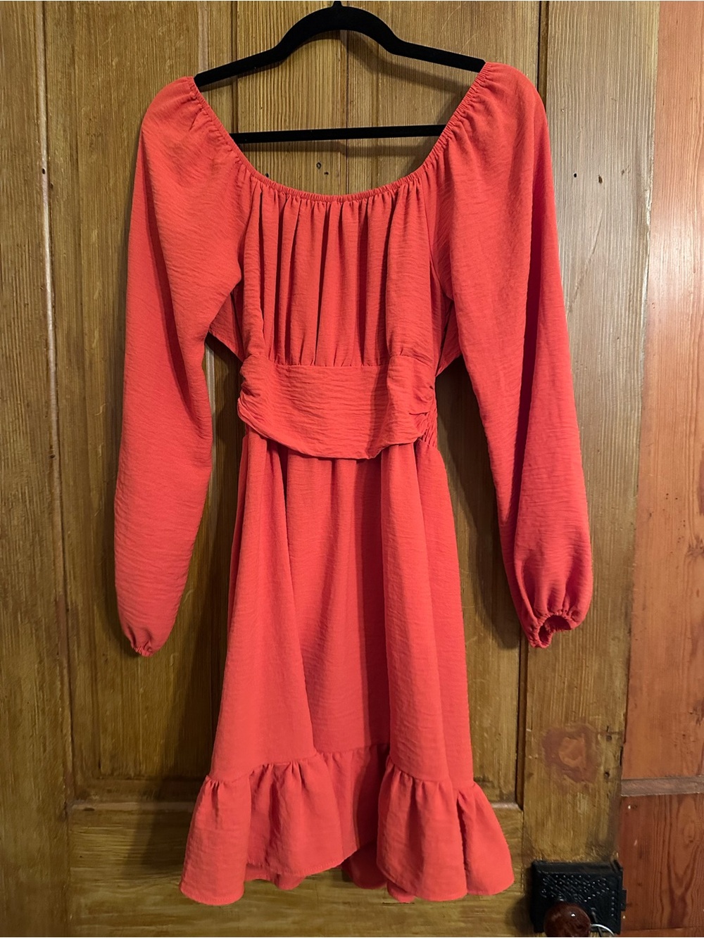 3/$25 ✨ Dokotoo Coral Tie Back Smocked Waist Ruffle Mini Dress M